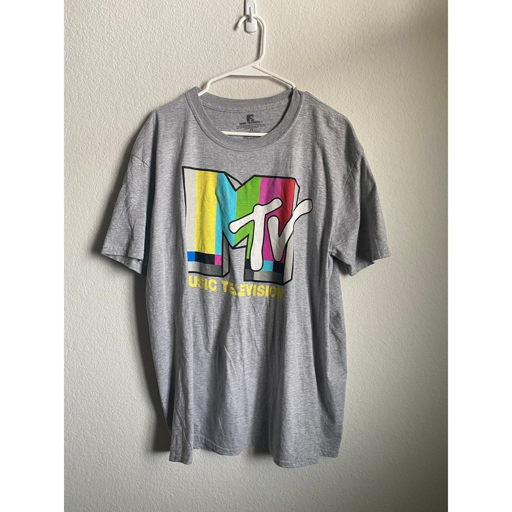 MTV Mens Graphic Print Retro T-Shirt Size XL Gray Music Television Nostalgia
